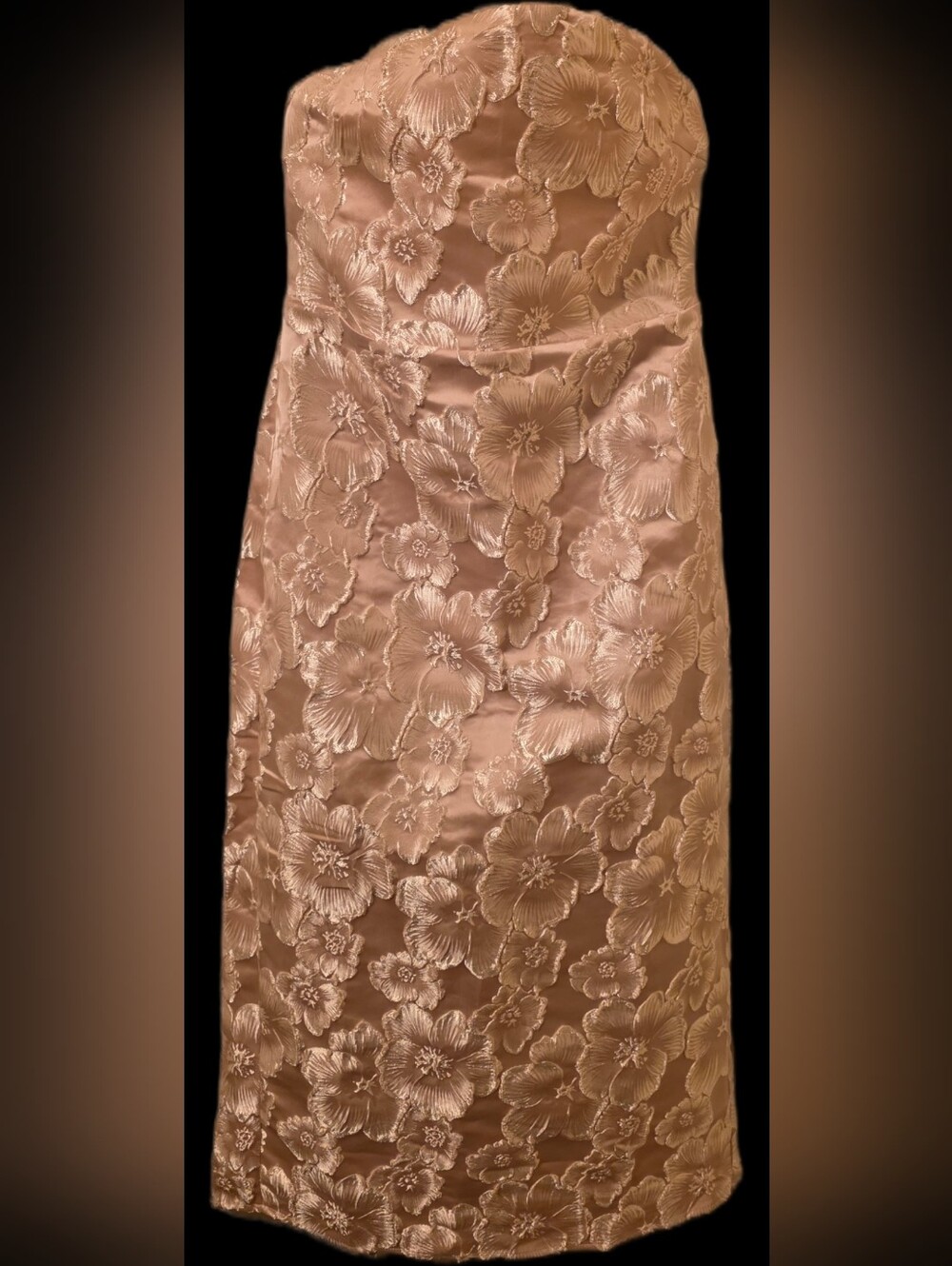 Lulu's Blush Floral Embroidered Strapless Dress Sz L